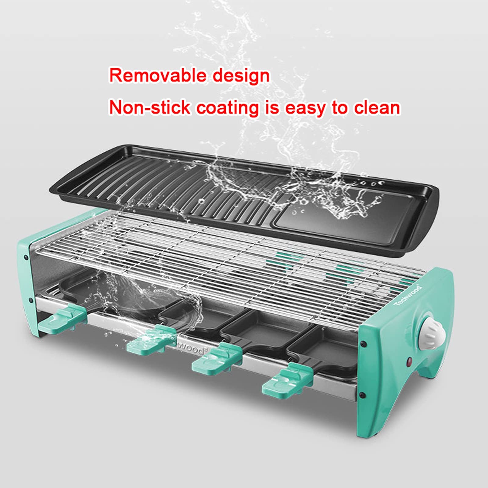 Barbecue Griglia a Carbone Portable 2 in 1 Griglia coreana Bbq Grill Elettrico Griglia regolabile per la temperatura regolabile con takeware antiaderente e 6 paddle Facile da pulire per 1-8 persone Ut