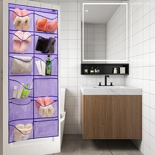 Miniatura 9 de Organizador de zapatos con bolsillos extra grandes, organizador colgante para dormitorio, almacenamiento de zapatos, baño, zapatero con 12 bolsillos