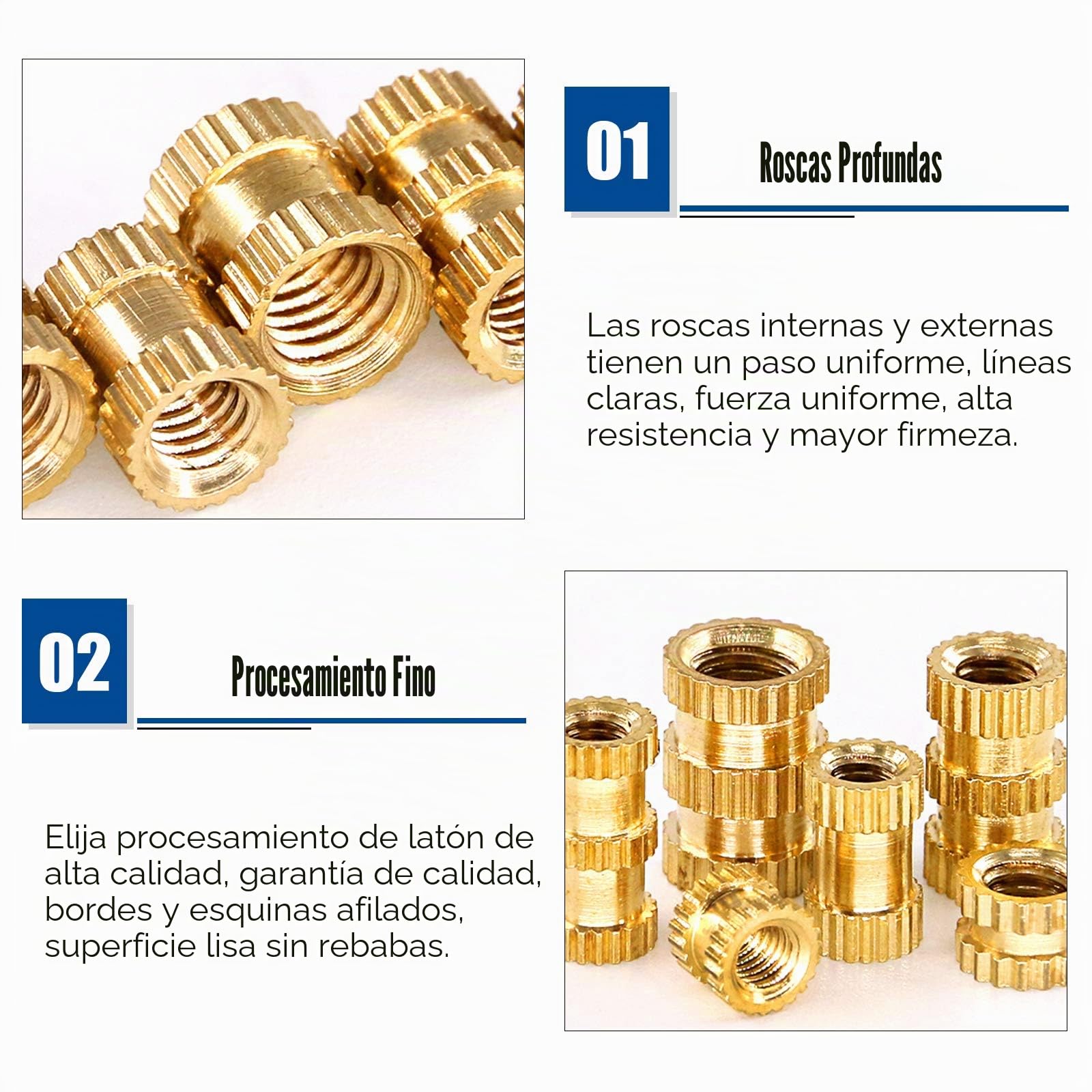 Glarks 460 piezas M2 M3 M4 M5 insertos roscados de latón moleteado con rosca interior tuerca de inserción empotrada kit surtido para proyectos de impresión 3D