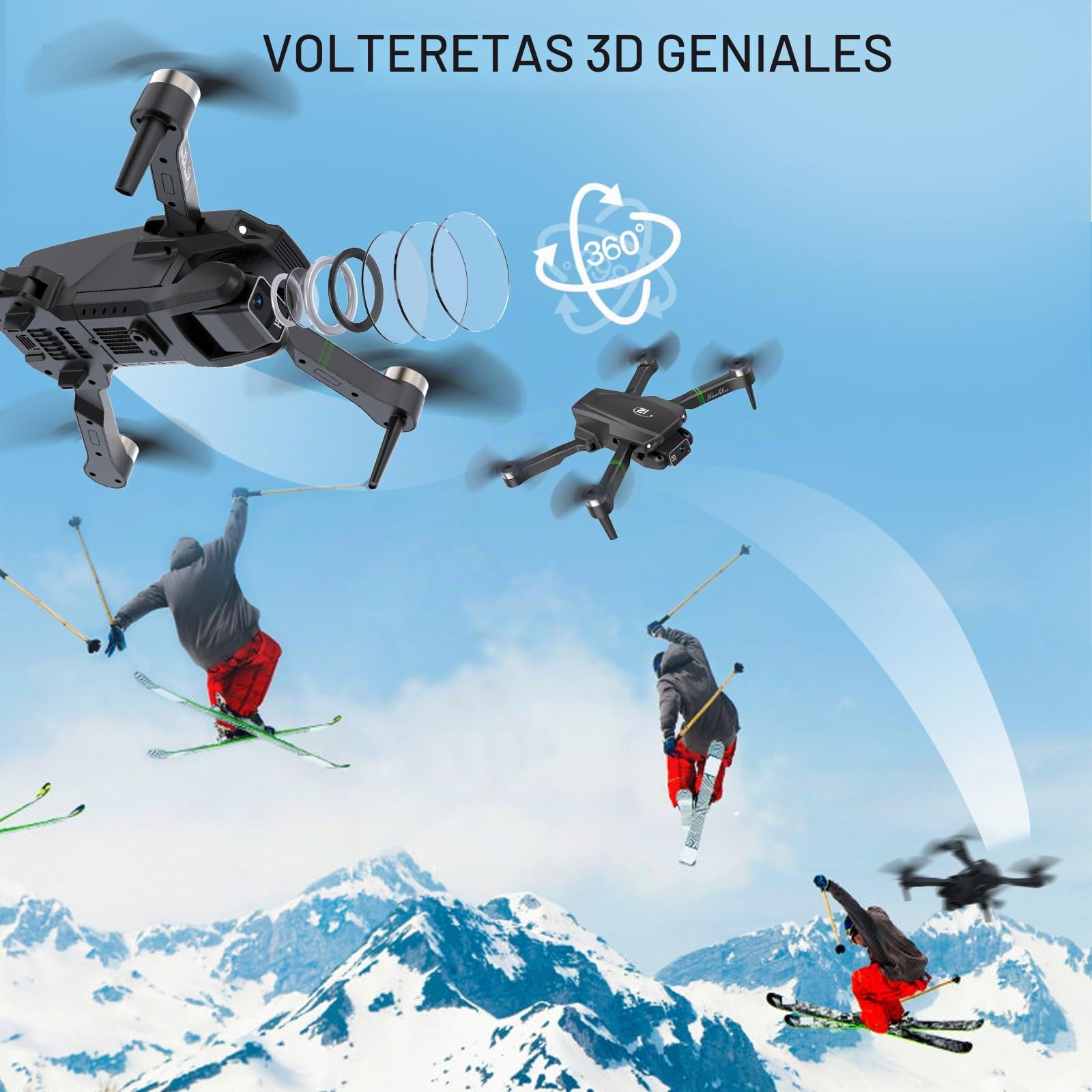 Drones con Camara 1080P Adultos, Dron para Adultos/Niños 1080P Quadcopter RC Drones Plegable, Aterriza con Un Clic, 3D Flip. Regalos para Niñas/Niños, 3 Baterías