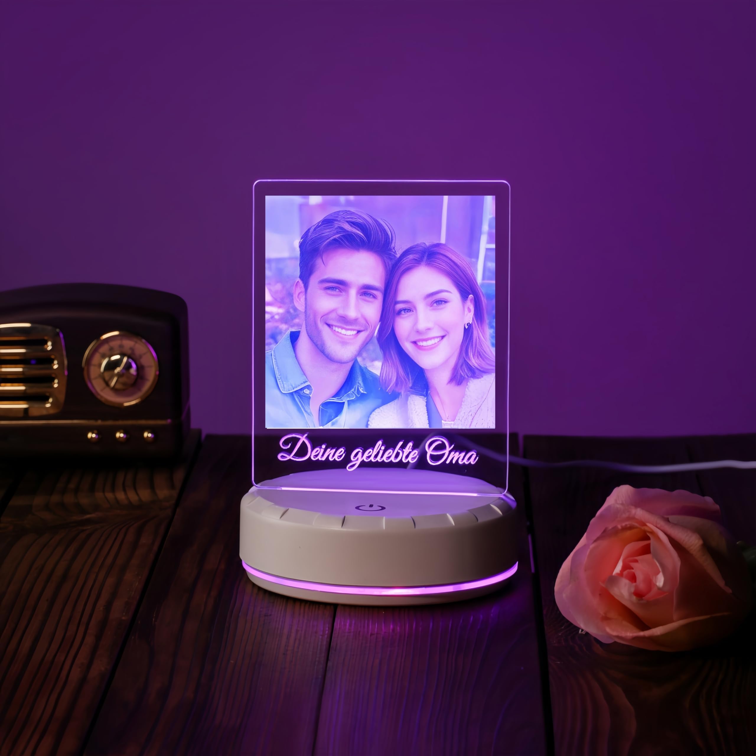 flowers Hua Personalised Gifts Photo Frame Lamp Gifts Custom Night Light Original Presents for Women Mothers Day Birthday Anniversary Christmas (Personalized Photo light1)