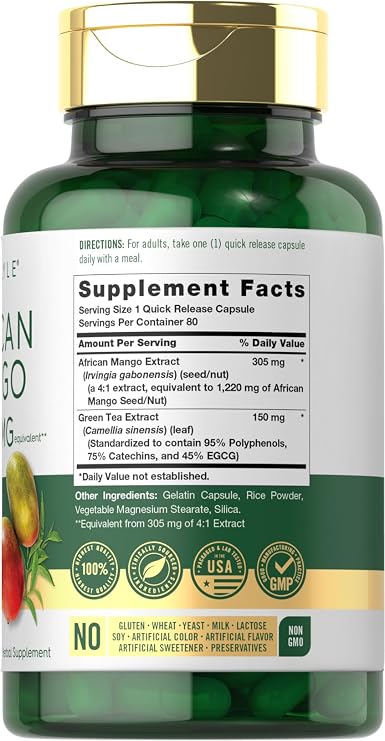 Carlyle African Mango Supplement | 80 Capsules | with Green Tea Extract