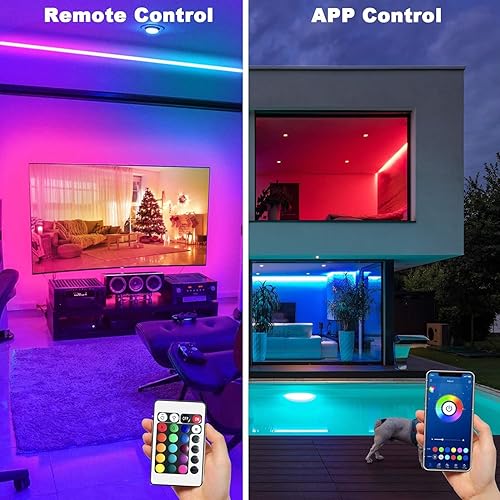Vista 9 de dalattin Luces LED para dormitorio de 200 pies, tira de luces LED inteligentes con control remoto de aplicación, tiras de luz LED RGB, tira de luces