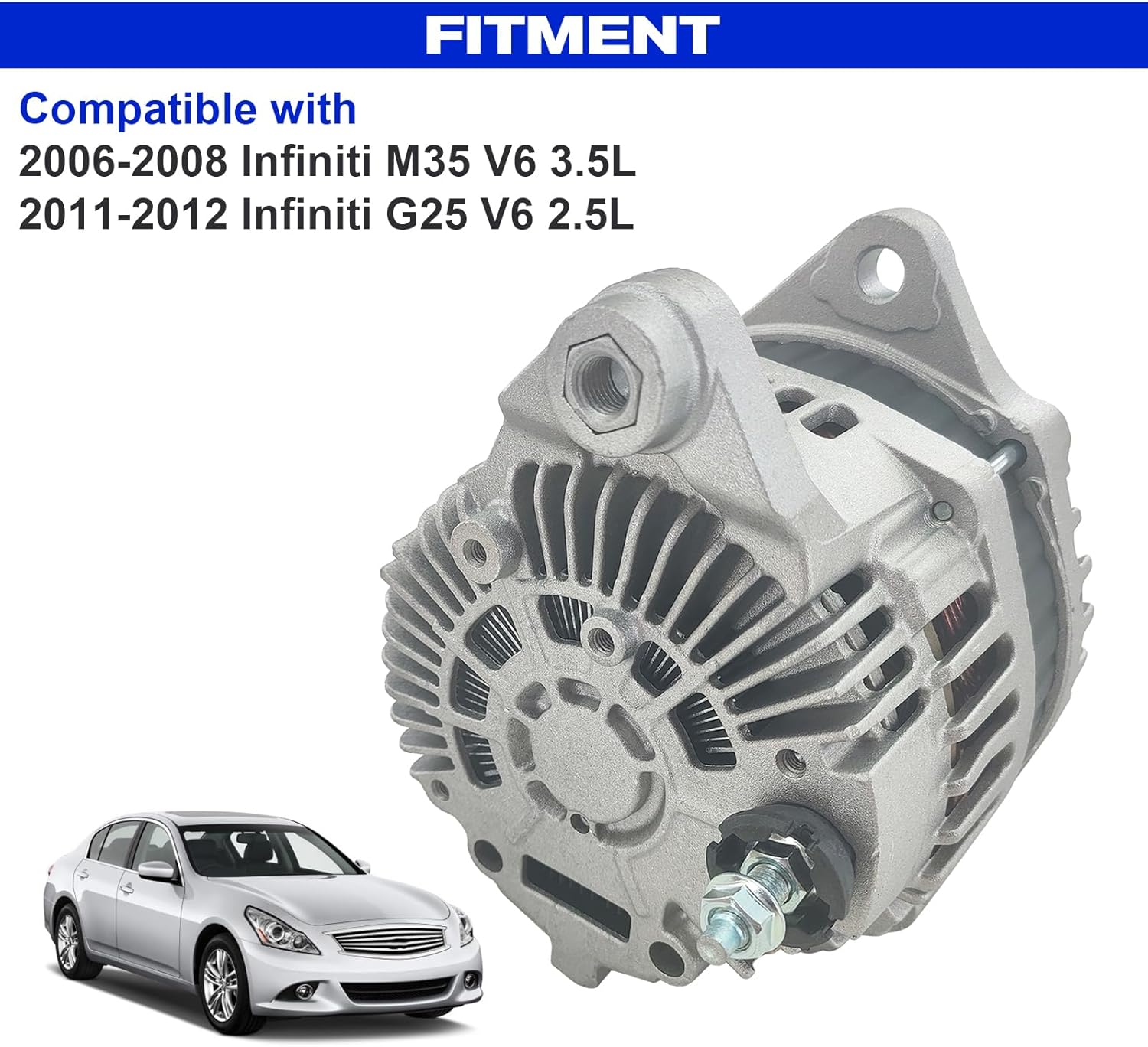 SHOWSEN 11315 Alternator 150A Compatible with 2011-2012 Infiniti G25 2.5L, 2006-2008 Infiniti M35 V6 3.5L, 12V Replacement 23100-EG010