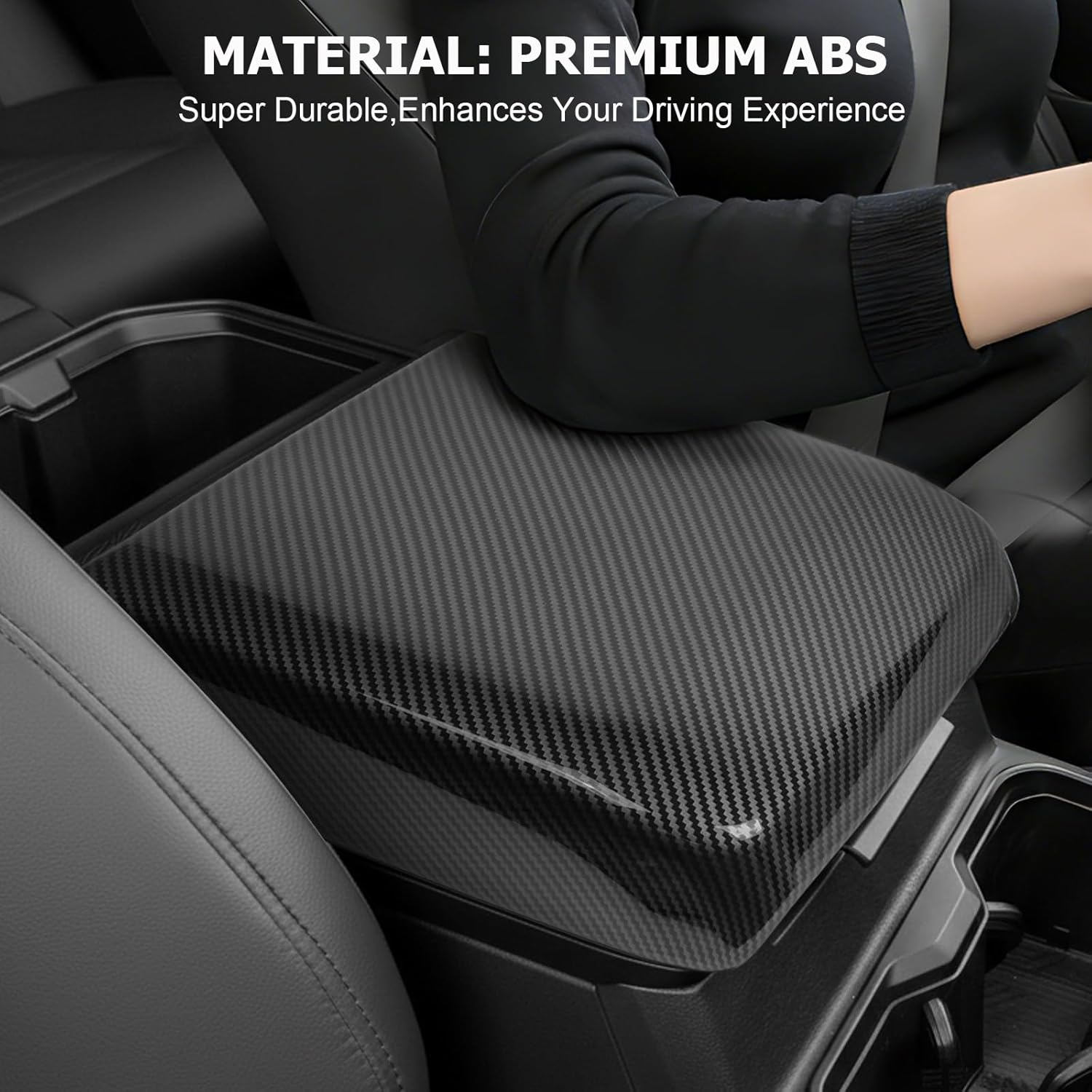 frani Center Console Armrest Cover for 2024-2026 Toyota Tacoma & 2025-2026 Toyota 4Runner - Carbon Fiber Pattern ABS Pad with Custom, Durable Sporty Upgrade