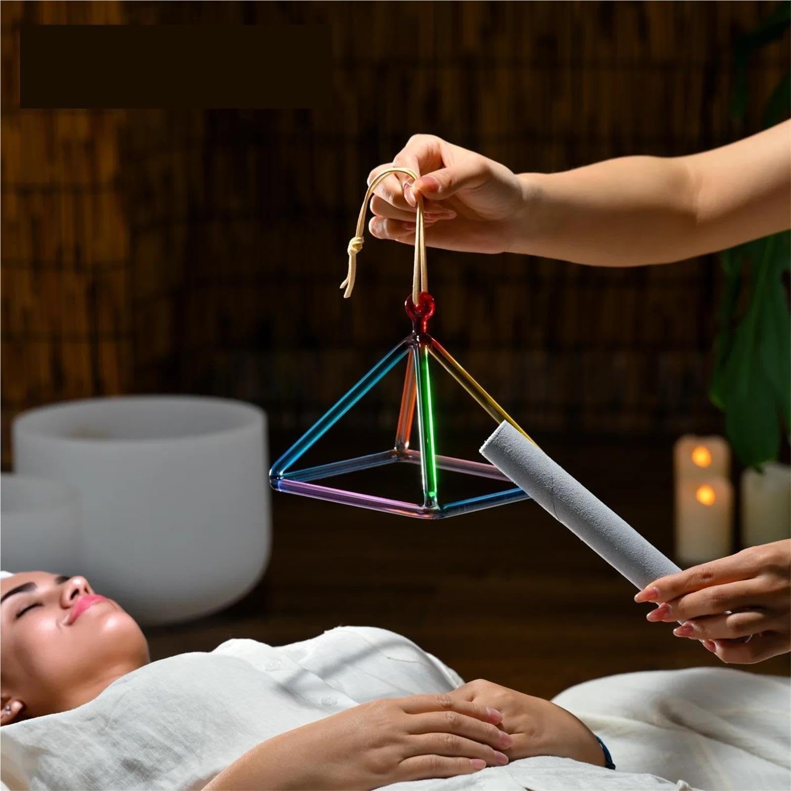 6-Zoll-Singpyramide aus regenbogenfarbenem Quarzkristall