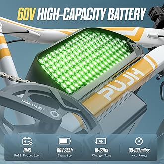 6000W Dual Motor Electric Bike for Adults,Max 45MPH Up to 100 Miles Range,60V 20Ah Removable Battery with 24/26" Fat Tire Ebike for Men Women,Full Suspension E-Bike for All Terrain PU266