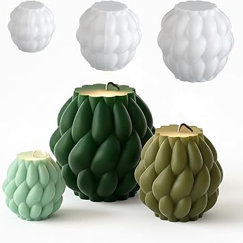 3 Pack Spiral Ball Cylinder Soap & Candle Mold - 3 Size - Silicone 3D Molds for Candy & Home Decor - Resin Casting & Making Molds