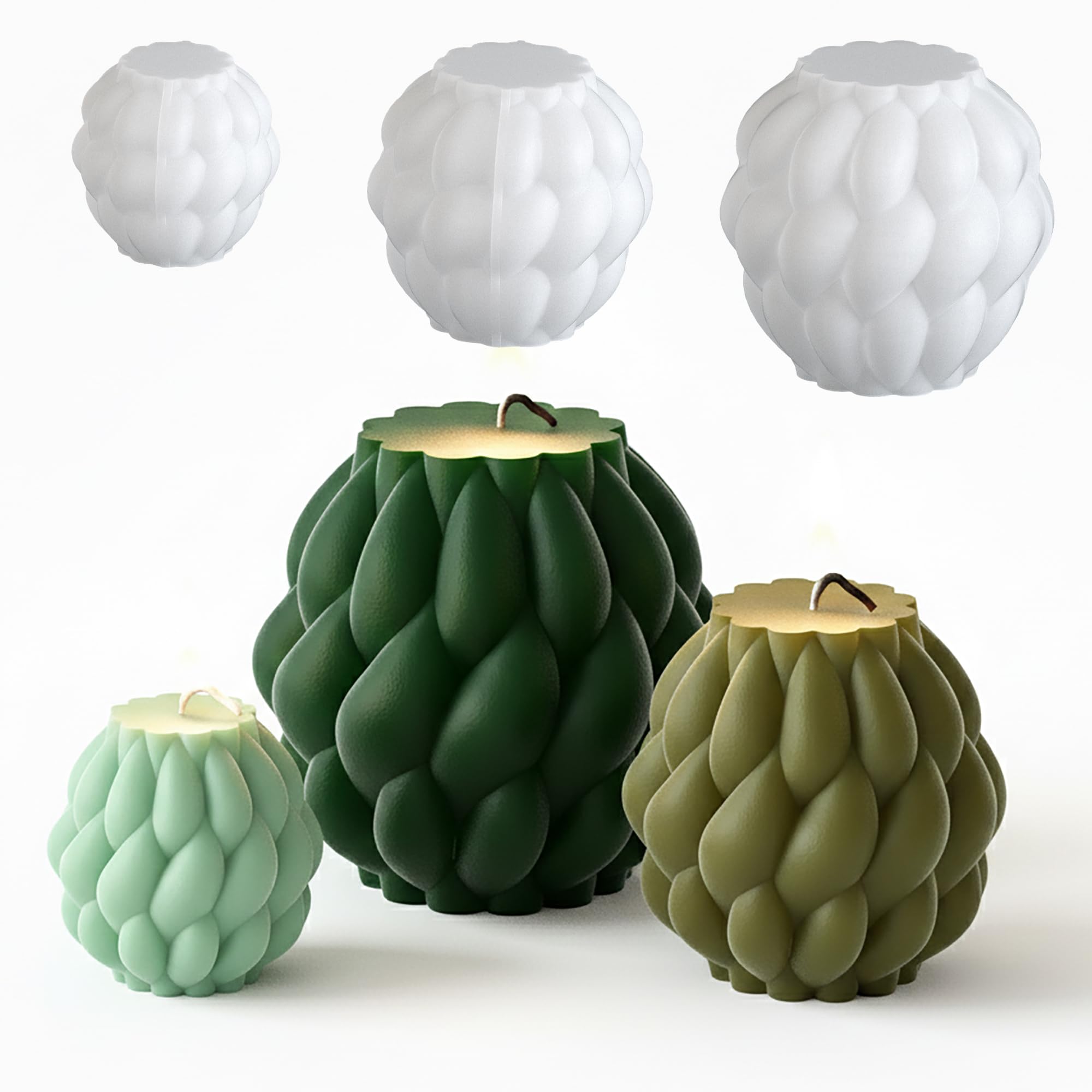 Moule cylindrique bougie et savon en silicone 3D avec 3 tailles incluses