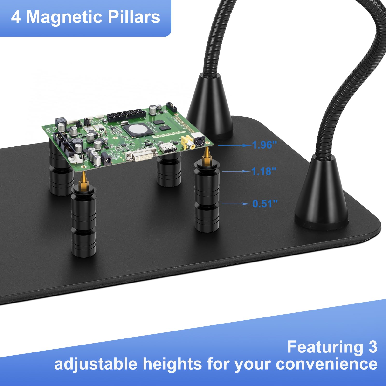 Lupa magnética de ayuda para soldar 10X con soporte de PCB de luz