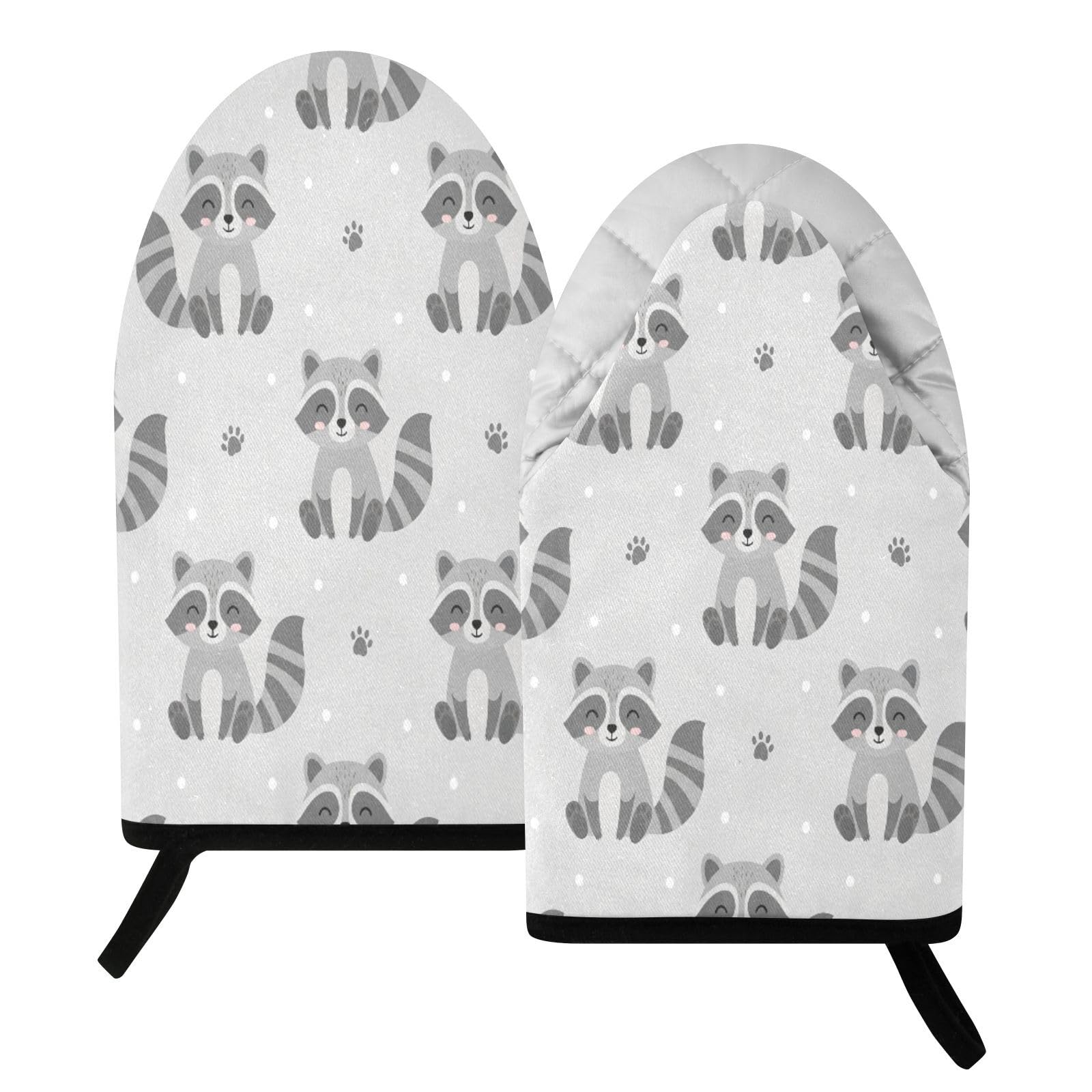 BURSTDDY Cartoon Raccoon Oven Mitt,Heat Resistant Kitchen Mitts for Cooking