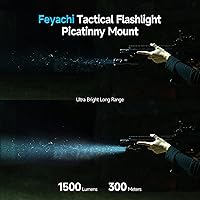 Vista 3 de Feyachi Linterna táctica – Linterna montada en riel de 1500 lúmenes, con 5 adaptadores intercambiables de riel Picatinny, se adapta a múltiples
