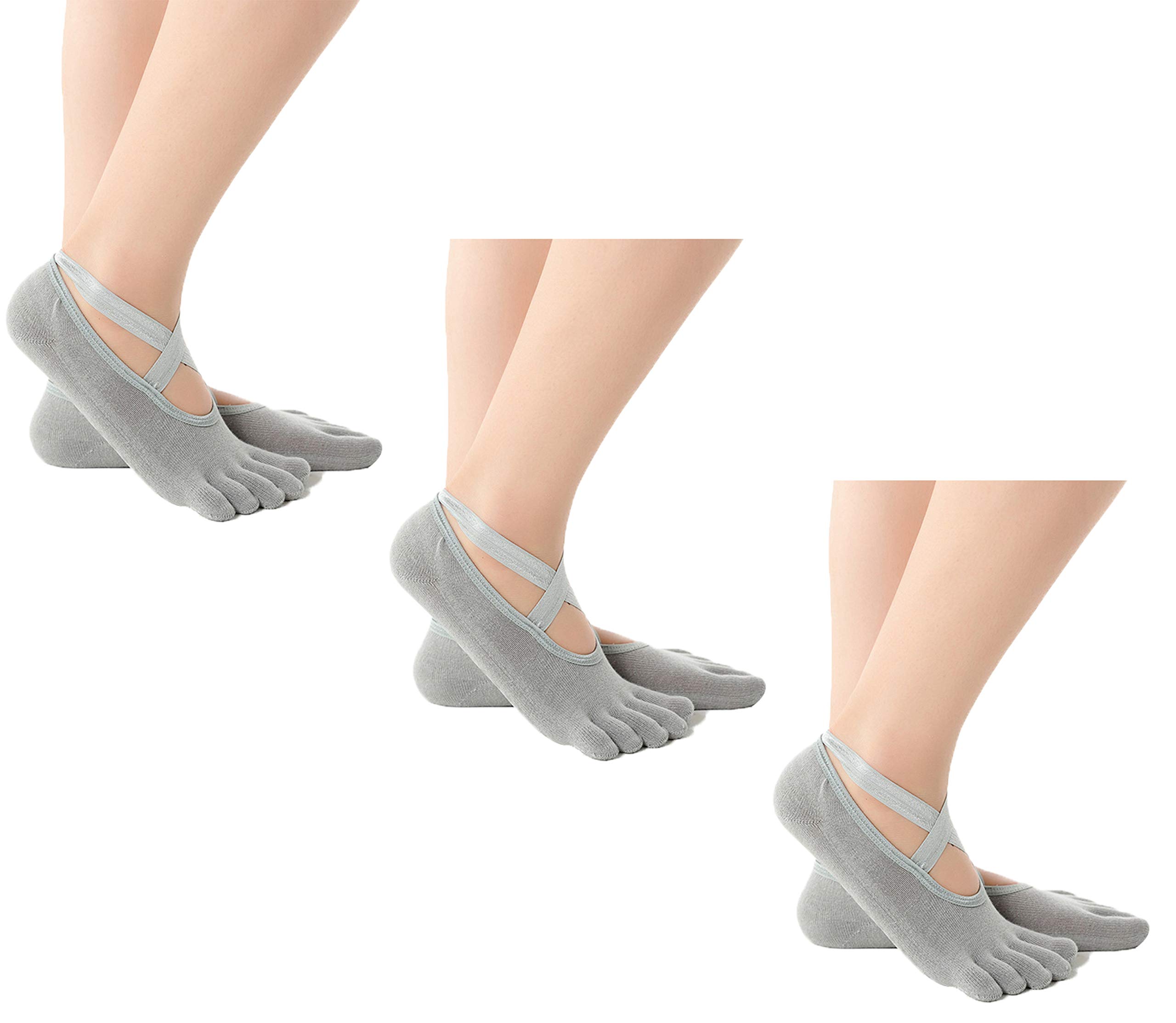 Female Sports Socks Yoga Socks Women Full Toes Socks Yoga Women/Girls for Pilates, Pure Barre, Ballet, Dance, Barefoot Workout (Gray)