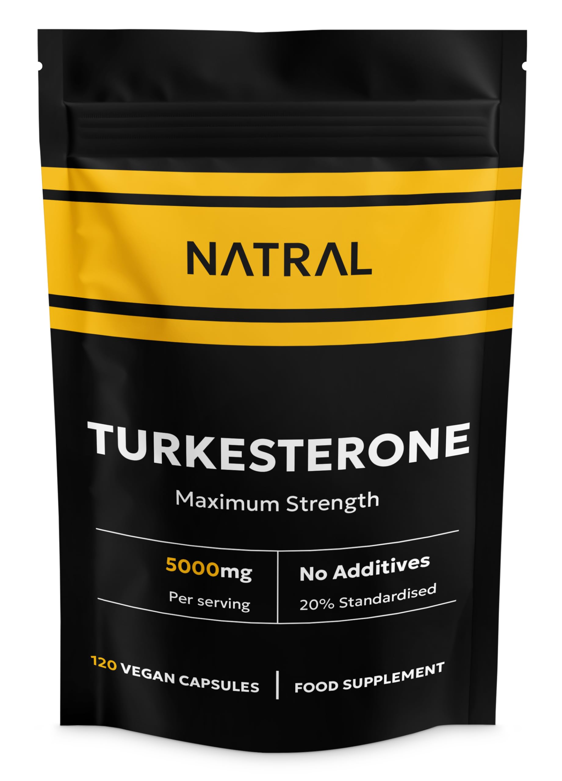 Turkesterone Supplement 5000mg - 120 Caps High Strength - Standardized to 20% Ajuga Turkestanica Extract - for Muscle and Strength - Pure Extract No Additives Or Filler