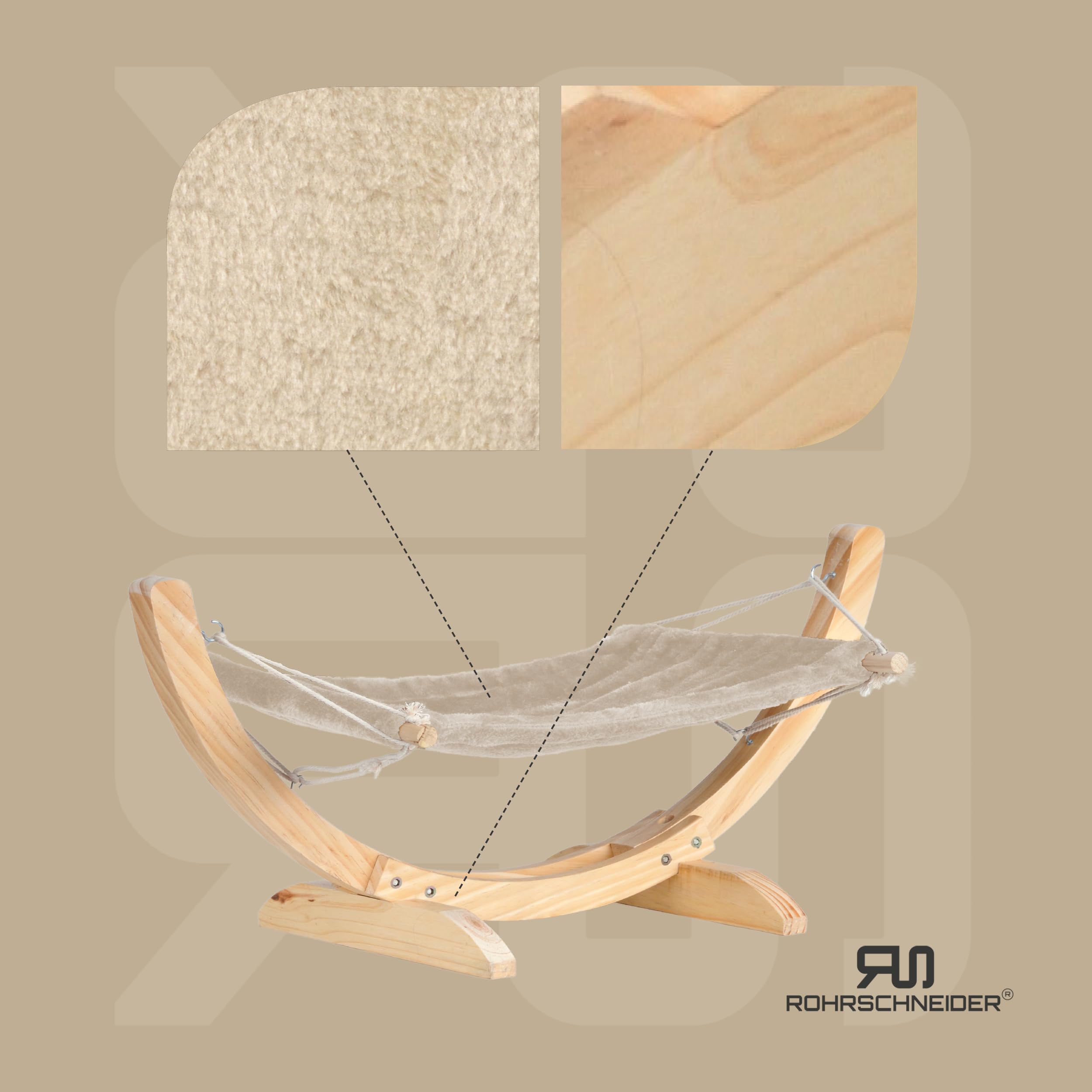 Rohrschneider Katzenhängematte Cat Relax | Hängematte Katze (Beige)
