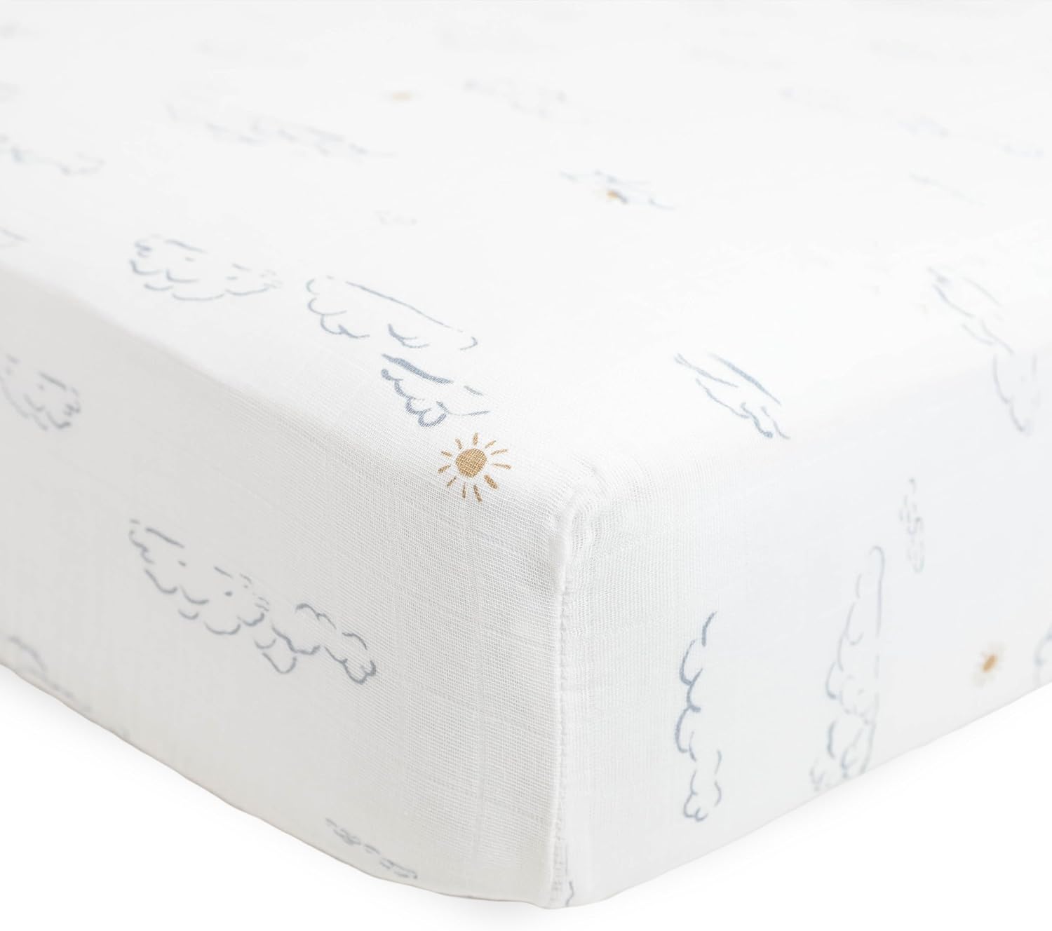 Little Unicorn Premium Crib Sheet | Breathable & Super-Soft Muslin Fabric (Partly Cloudy) image 2