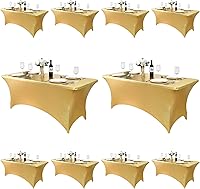 Vista 21 de Paquete de 2 Cubiertas de Mesa de Spandex de 4 pies para Mesas Plegables Rectangulares - Manteles Elásticos Ajustados Resistentes a las Arrugas