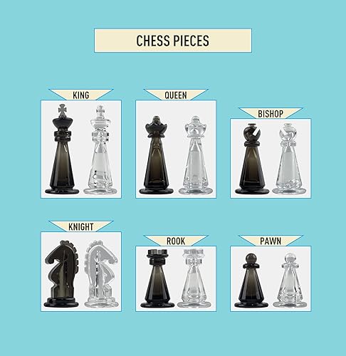 Miniatura 2 de Piezas de ajedrez transparentes, solo piezas de ajedrez sin tablero compatible con juego de ajedrez magnético