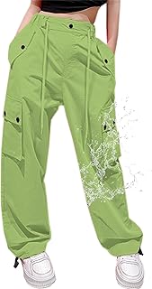 Cargo Pants Girls & Women Parachute Pants Y2K Baggy Rave Clothes Waterproof with Pockets, 6 Years - 3XL
