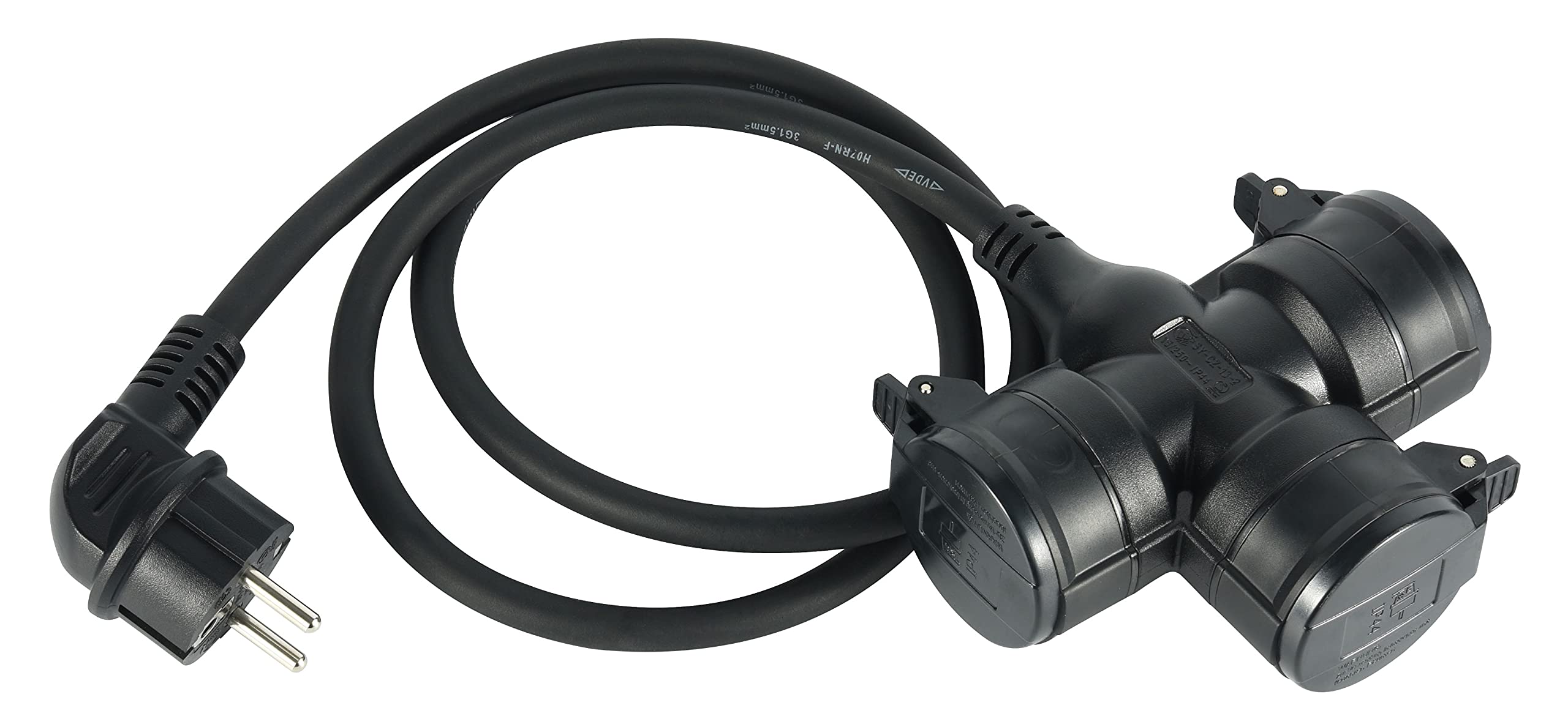 Rallonge Electraline 1 m avec 3 Prises Caoutchouc IP44 pour Chantier