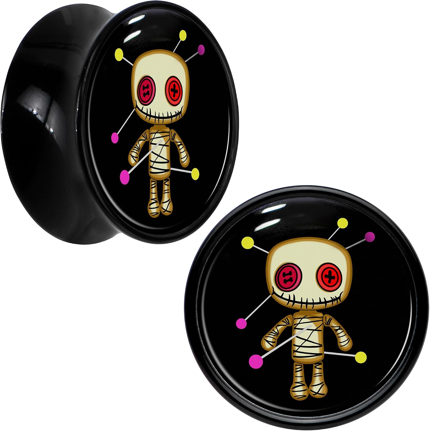 Body Candy 2PC Acrylic Color Voodoo Doll Saddle Plugs Double Flare Plug Ear Plug Gauges