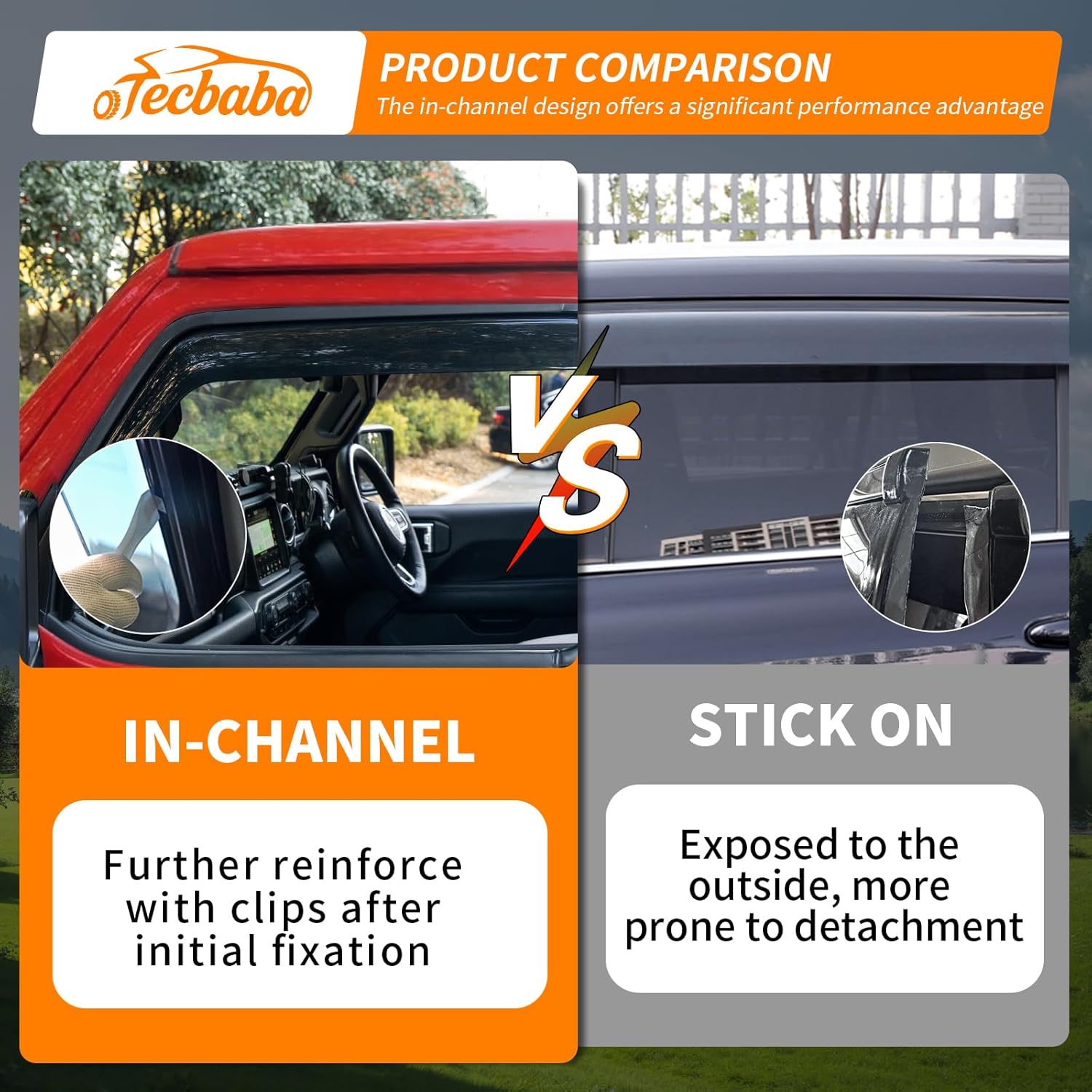 Visor Rain Guards Compatible with 2020-2026 Jeep Gladiator JT 2018-2026 Wrangler JLU 4PCS in-Channel Window Visors Wind Deflectors Weather Shields for 2025 Gladiator Accessories