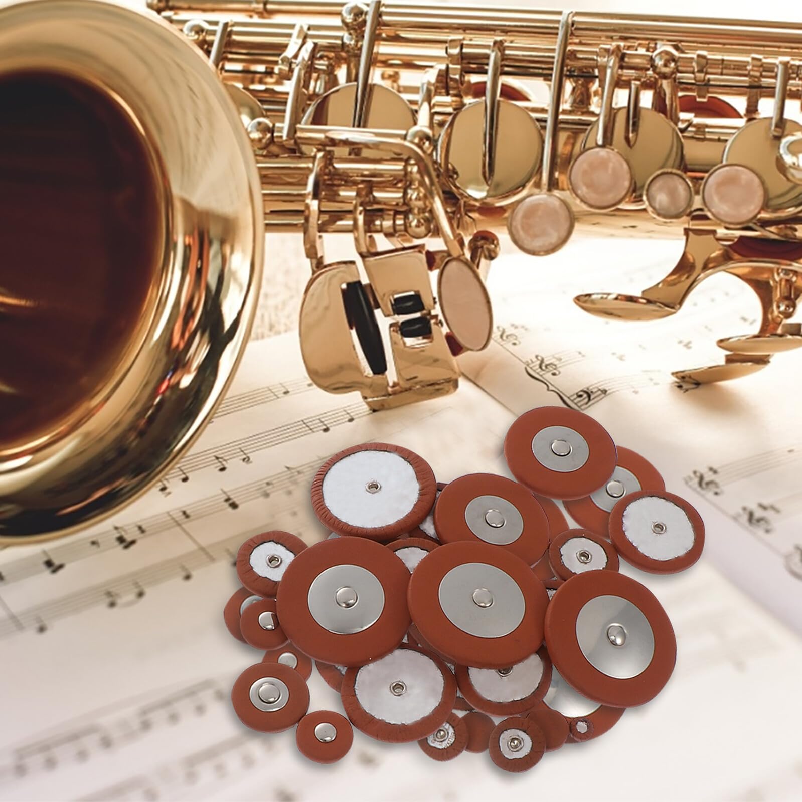 Kit Riparazione Sax Alto, Strumenti Manutenzione Ricambi | Pelli Ovine e Metallo, Viti e Molle Inclusi, per Sostituzione Componenti Danneggiati e Lavori DIY Colore Casuale