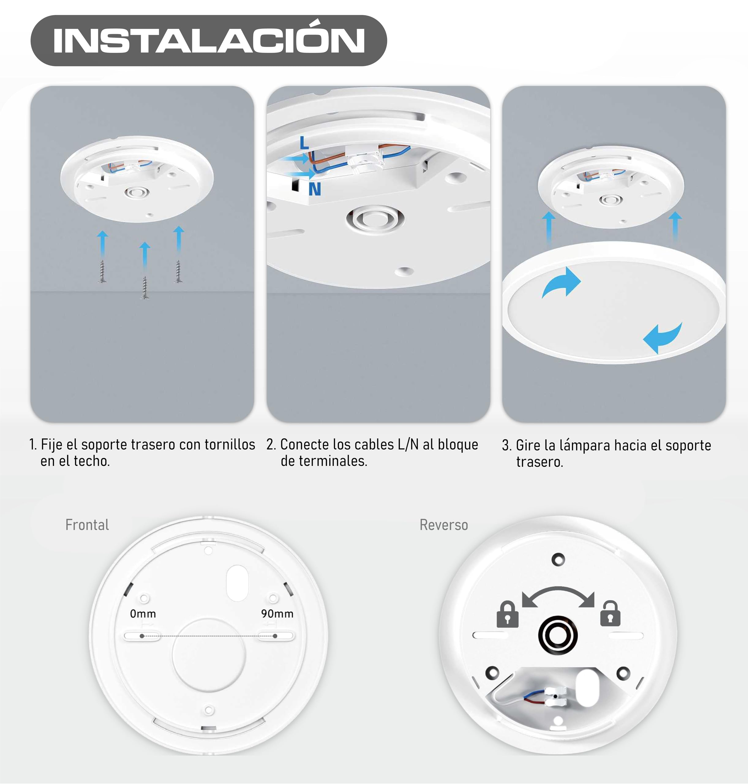 CLAR - Lámparas De Techo Salón, Plafón LED Techo 23 cm, Plafón Salón, Plafones Para Techo Led, Plafón Led Techo Cocina, Blanco Neutro 4000ºK, 24W (Pack 5)