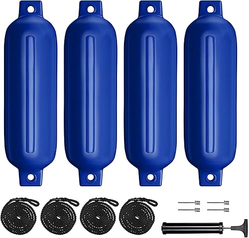 Vista 22 de Guardabarros de barco 4.5"/5.5"/6.5"/8.5" / 8.5" con líneas de guardabarros, agujas de 6.5 pies y bomba para gemelos ojos, parachoques de Negro