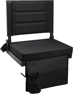 Maeytau Stadium Seats for Bleachers with Back Support - Padded Cushion, Cup Holder, Hooks, Shoulder Strap - 350 lbs Capacity