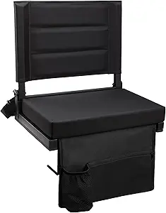 Maeytau Stadium Seats for Bleachers with Back Support, Portable with Padded Cushion, Shoulder Strap, Hooks, Cup Holder, and Side Pocket