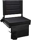 Stadium Seats for Bleachers with Back Support, Portable Bleacher Seats with Thick Padded Cushion and Shoulder Strap, Wide Stadium Seat Chair Includes Hooks, Cup Holder and Side Pocket