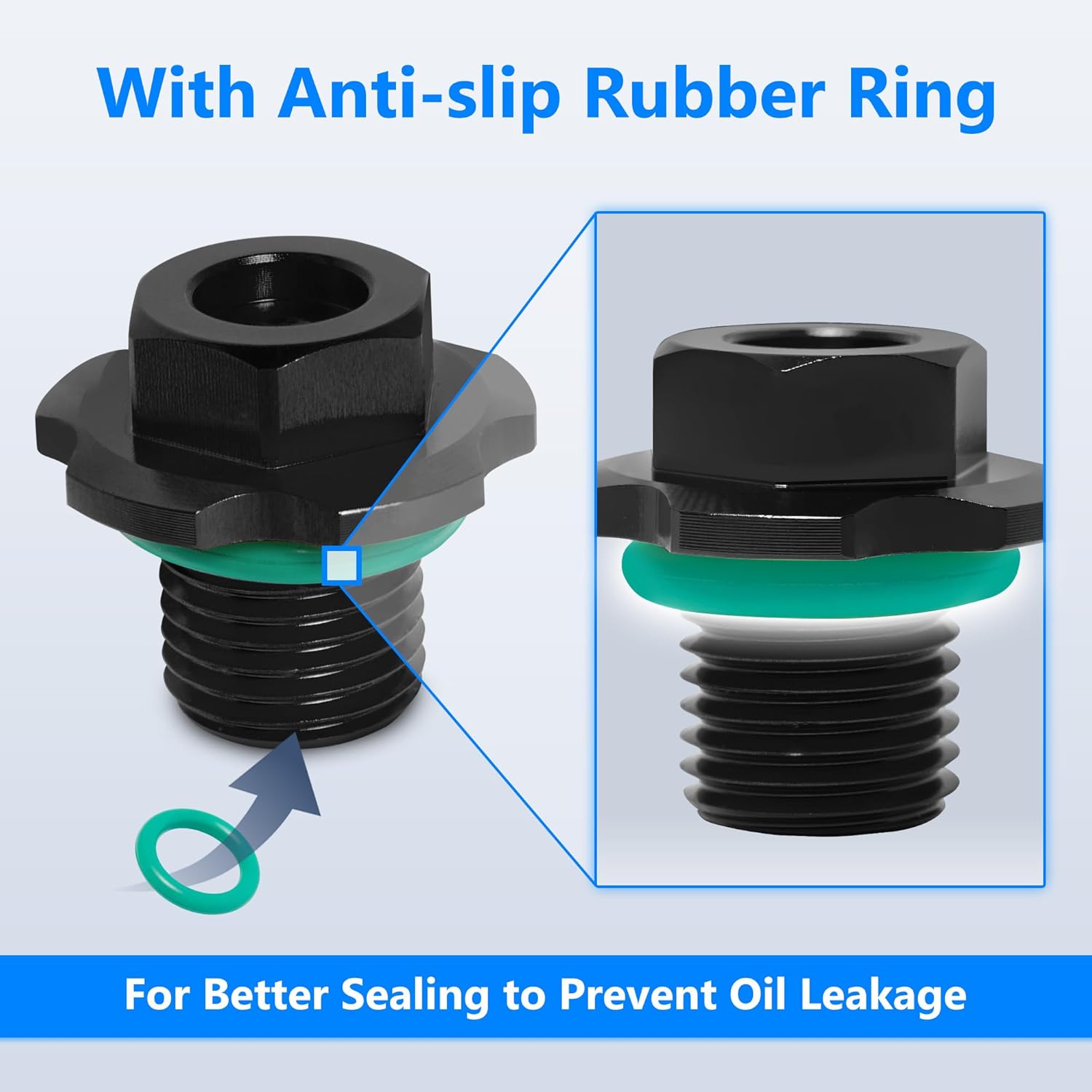 Aluminum Engine Transmission Oil Drain Plug w/Anti-Slip Rubber Ring for Can Am Ryker 600 900/Rally Edition/Sport 2019+ Models Accessories(Black Style)