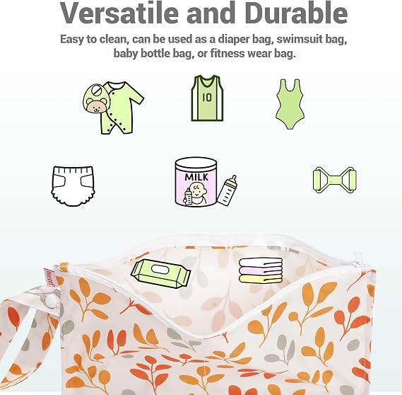 HECCEI Waterproof Wet Bags, 2-Pack Reusable Wet Dry Bag for Beach Travel
