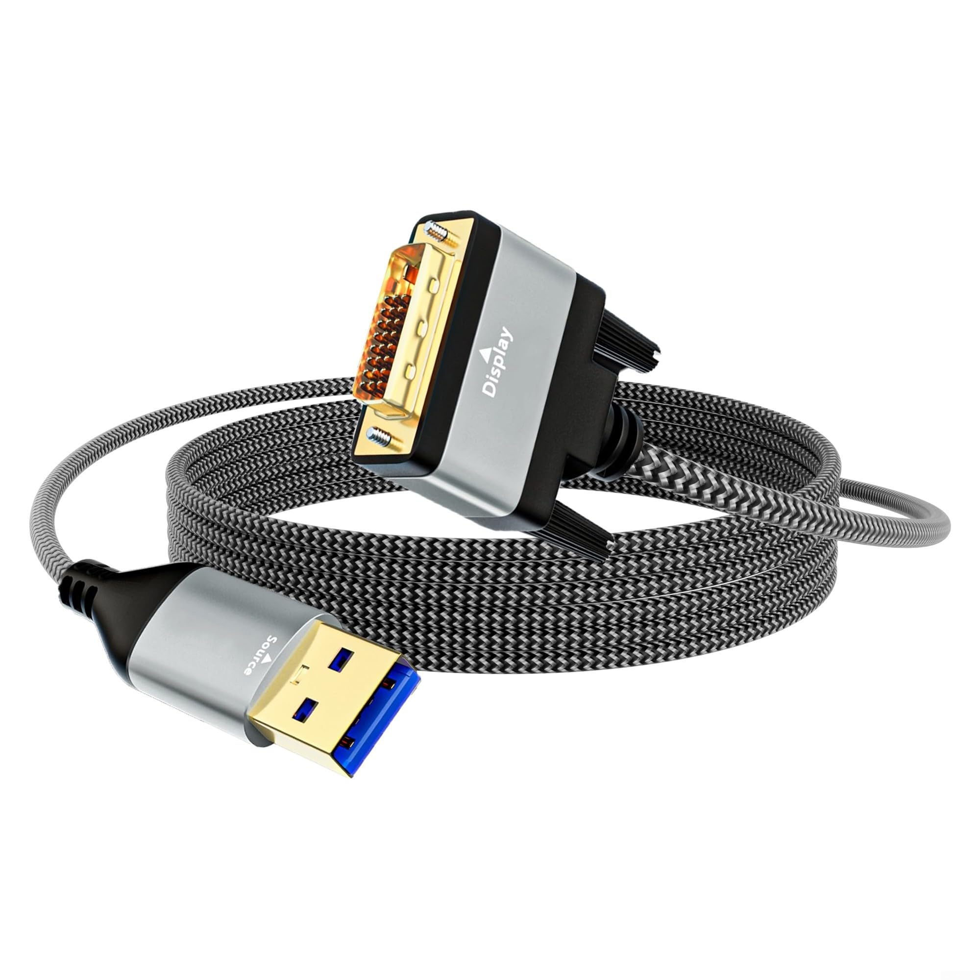 Cable USB 3.0 a DVI macho de 2 m elimina parpadeos en portátil y monitor