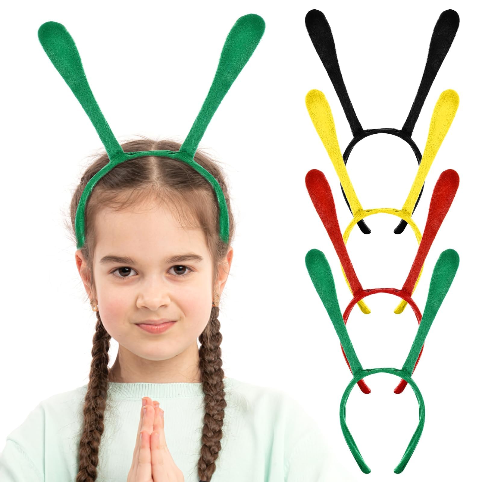 Azonee 4 Pcs Bee Headbands Tentacle Headwear Antenna Hair Hoop Mao Mao Ball Hair Accessories Cartoon Ant Bee Headband for Girls Cosplay Party Supplies Photo Props Halloween