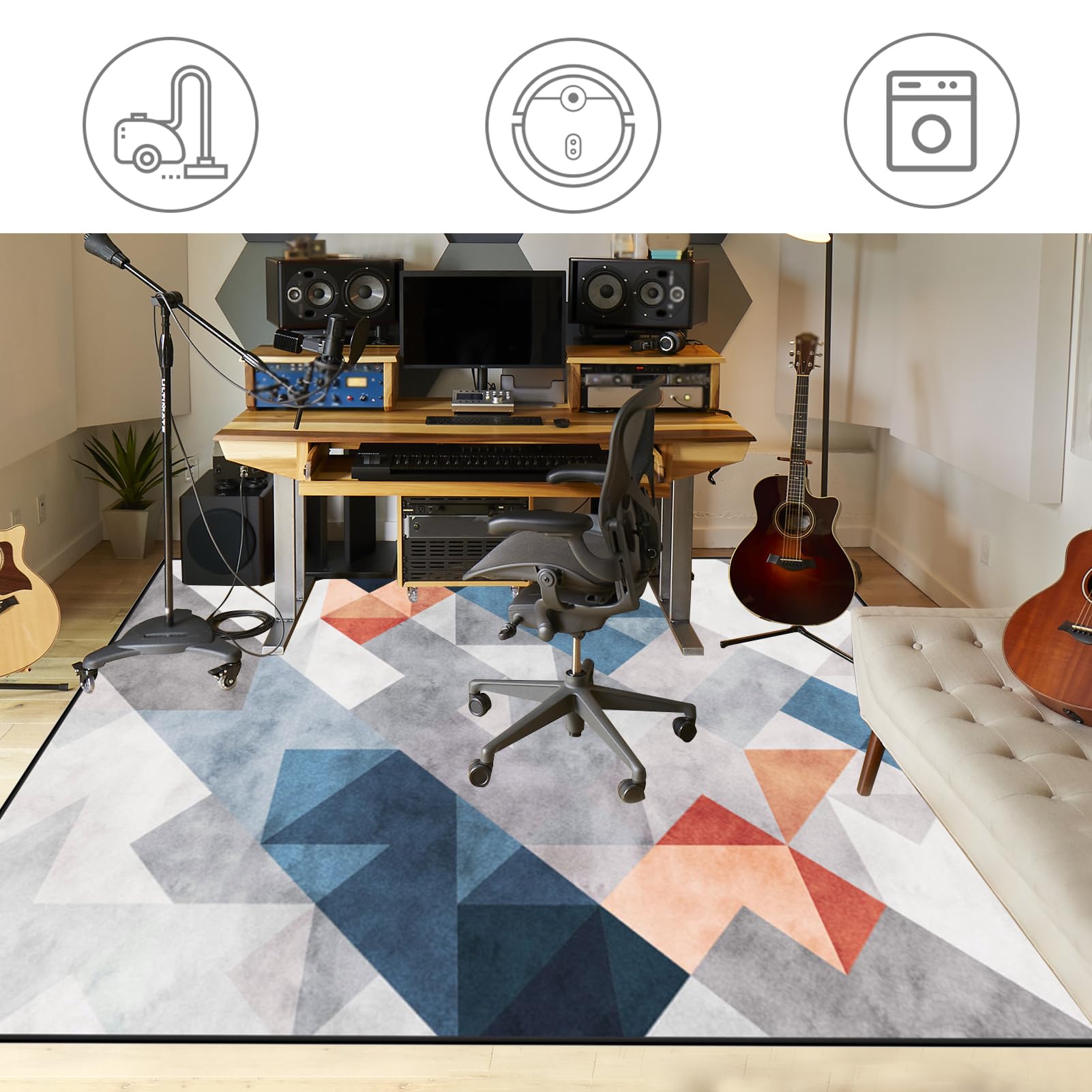 Drum Teppich, Schlagzeugteppich rutschfeste, Trommel Teppiche Elektronisches Schlagzeug Antivibrationsmatten, Professionelle Schallschutzmatte, Schallschutz Teppichmatte Schlagzeug matte 200 x 180 cm