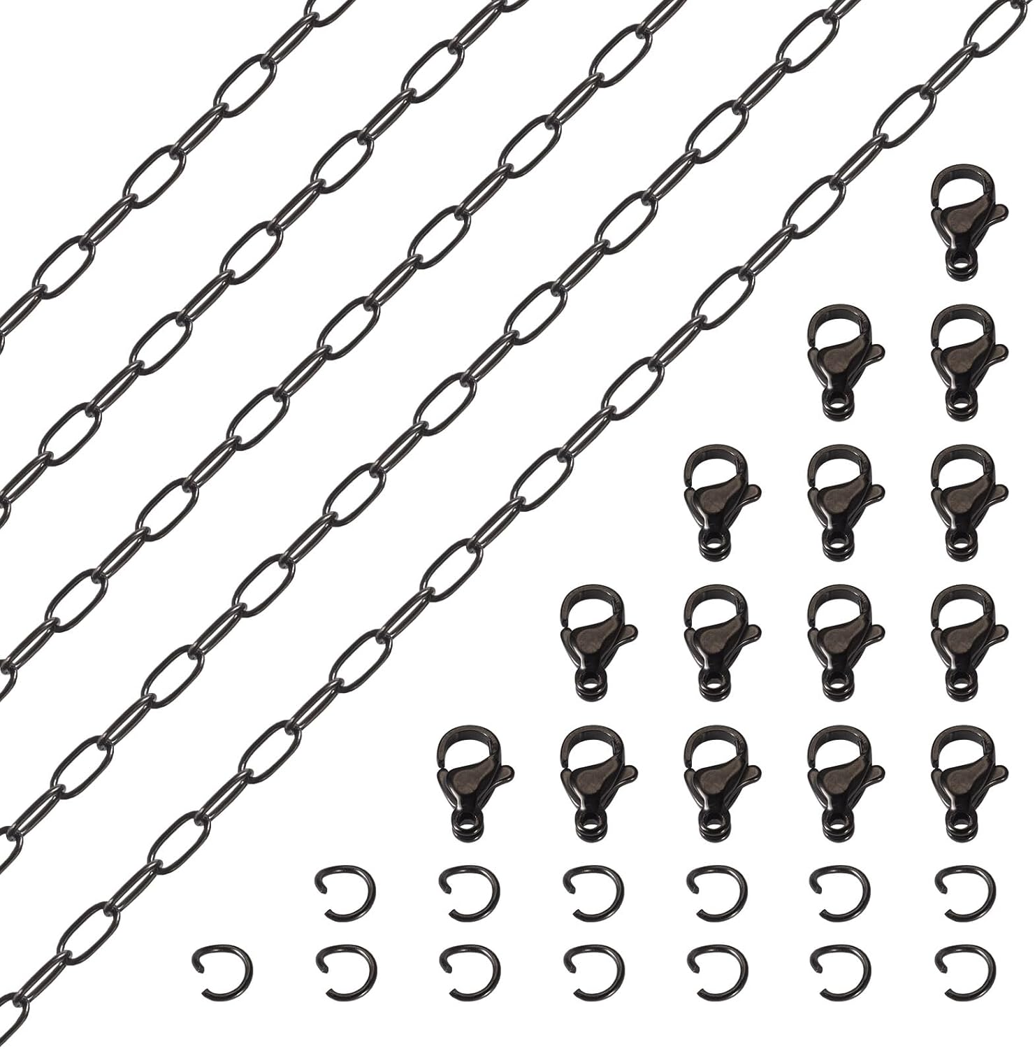 Pandahall 16.4 Feet Black Stainless Steel Paperclip Chains Oval Link Metal Chains with Jump Rings Lobster Clasps for DIY Bracelet Necklace Jewelry Making - Image 5