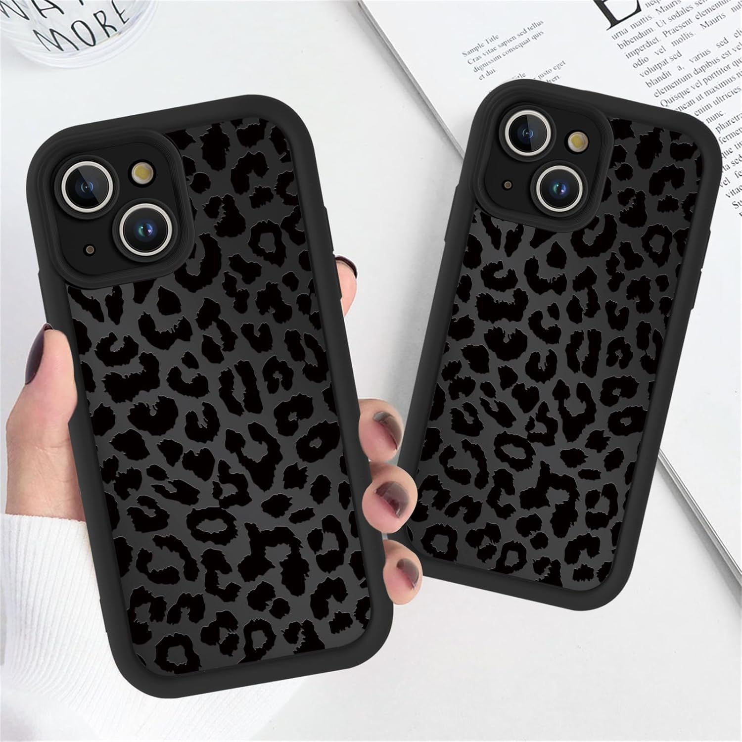 Cute Cheetah Print Phone Case for iPhone 14 Plus Case 6.7", Aesthetic Luxury Black Leopard Pattern Design Cover Shockproof Soft Slim TPU Full Camera Lens Protective Funda for Women Girls