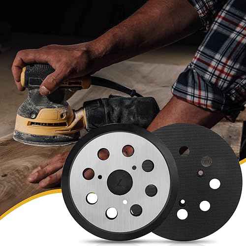 Miniatura 15 de Almohadilla lijadora para Dewalt, paquete de 2 almohadillas de lijadora orbital de 5 pulgadas con 8 agujeros de gancho y bucle de repuesto