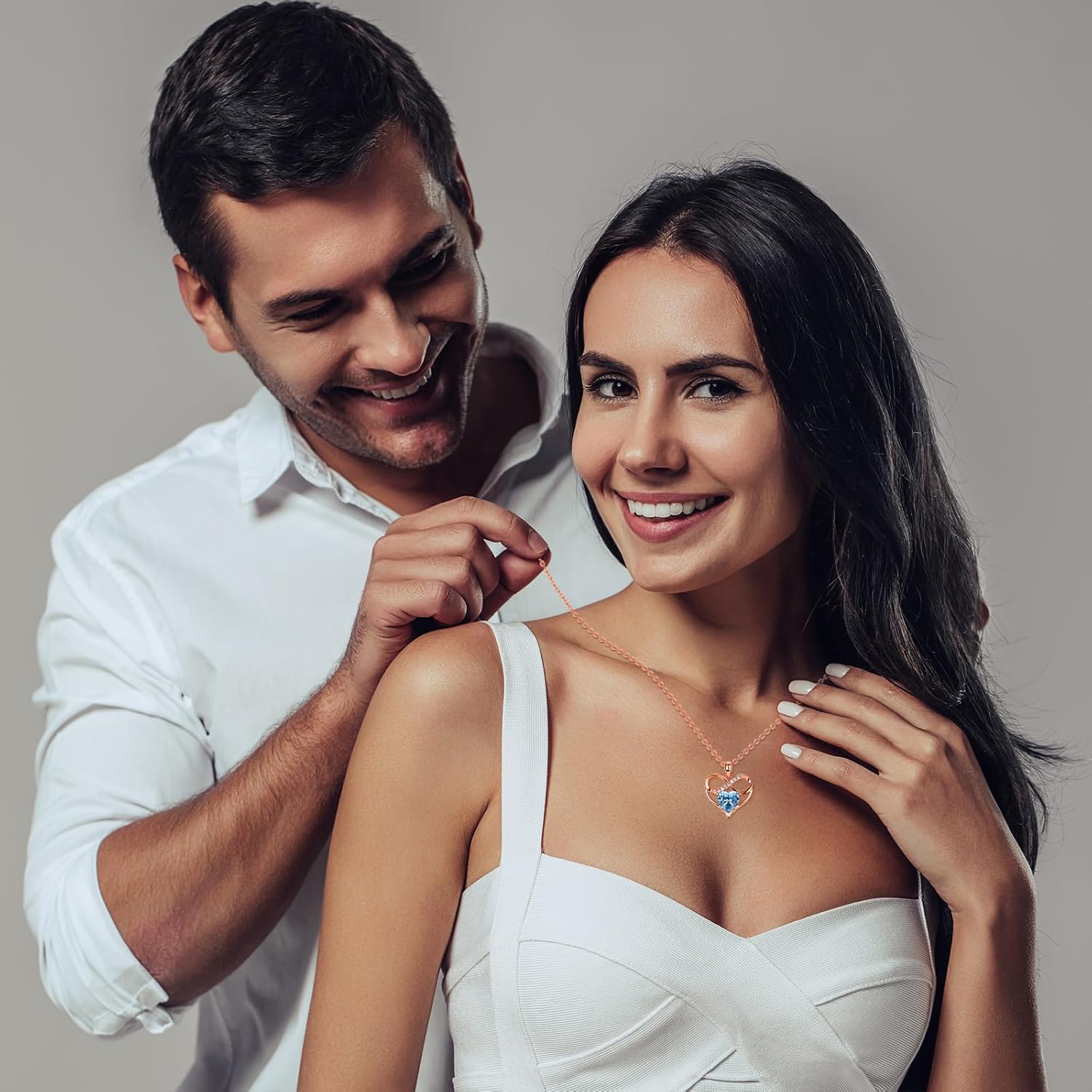 Rose Gold Birthstone Necklaces Heart Birthstone Pendant Necklaces For Women Valentine's Day Mother's Day Anniversary Christmas Gifts - Image 5