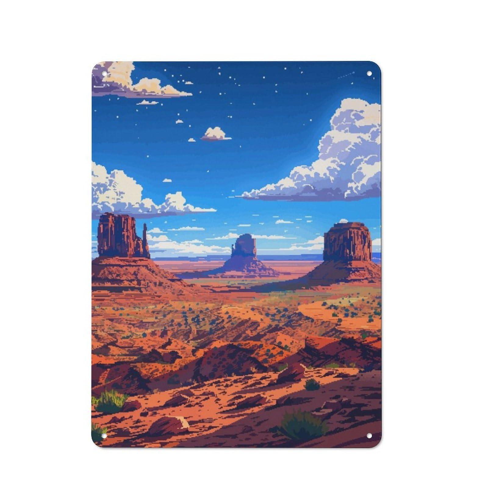 Junmoney Utah Nature Pixel Art Metal Plaque 40X30cm With For Garage Wall, Retro Decor, For Themed Interiors In Garages And Workshops
