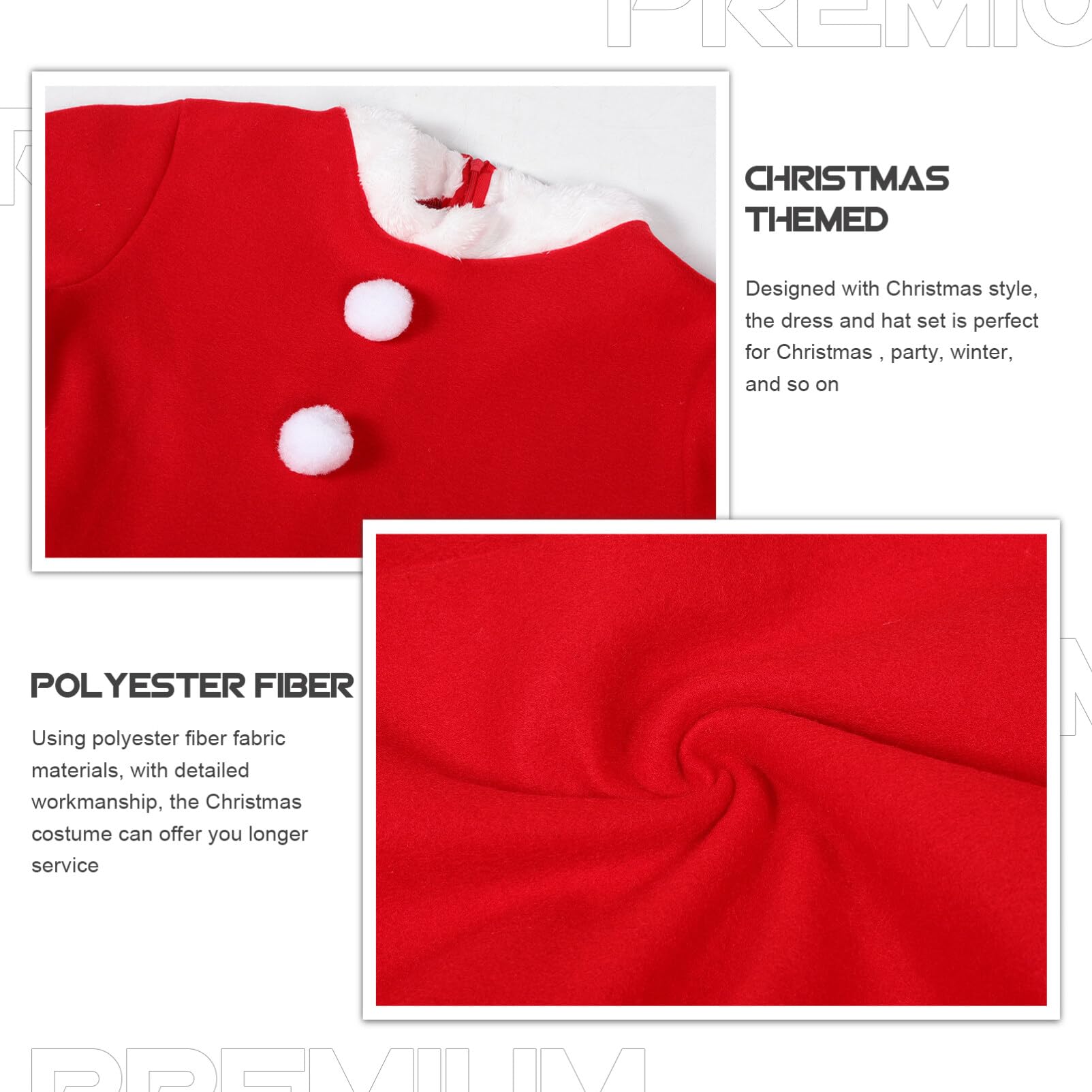 1 Ensemble De Costume De Père Noël Pour Filles : Costume De Noël Pour Filles Robe À Manches Longues Avec Châle Et