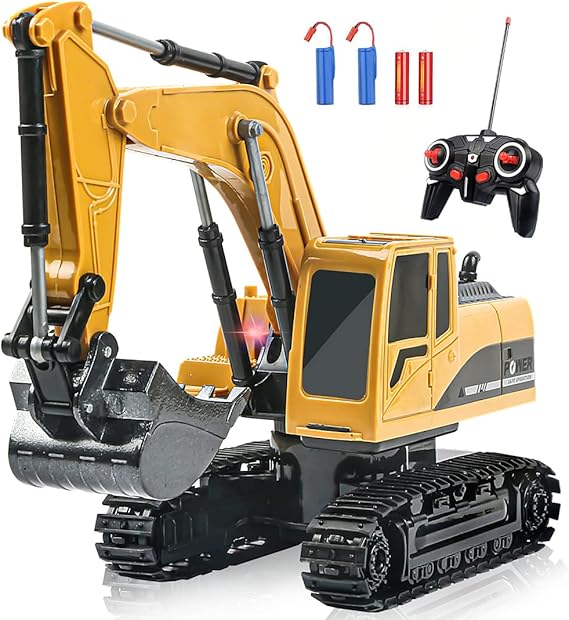 Remote Control Excavator Toy, Gerilla RC Excavators Metal Shovel Digger Vehicles with Lights