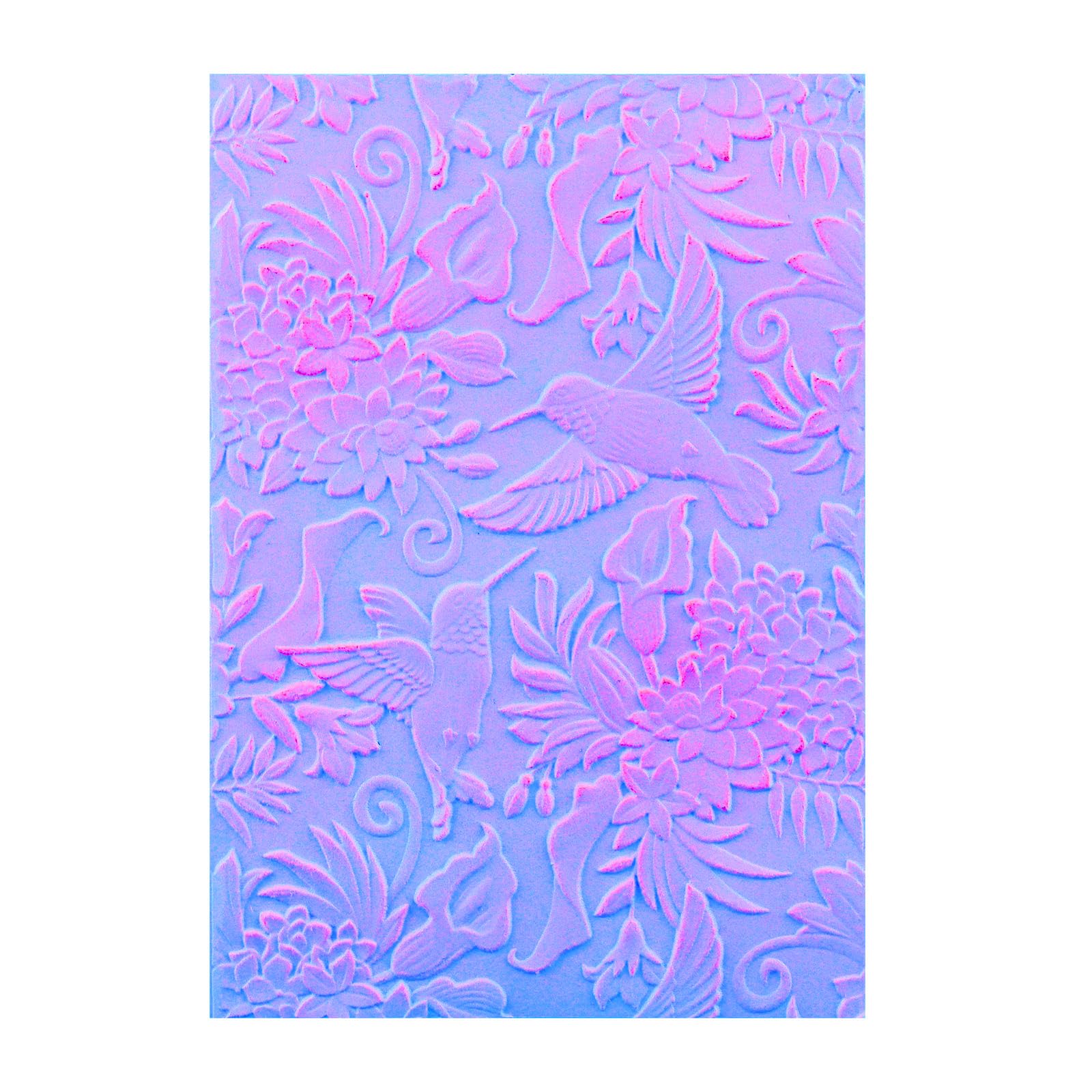 3D Embossing Folder for Card Making Hummingbird and Flowers Plastic Embossing Folder for DIY Scrapbooking Bird Floral Background Template for Paper Crafting Handmade Crafts Arts Supplies Scrapbook Dec