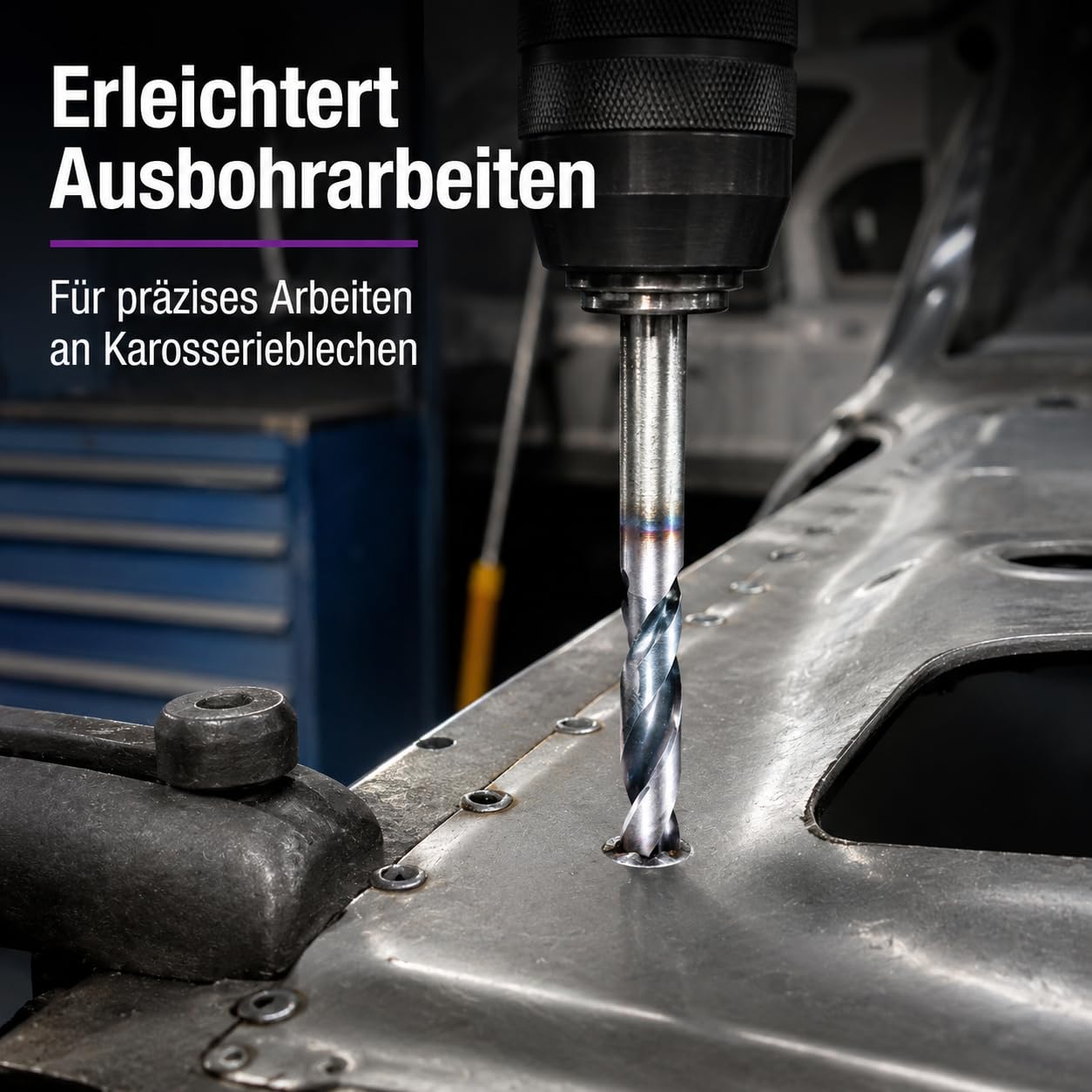 TECHNOLIT Schweißpunktbohrer HFB Ø 8x80mm für TRIP-Stahl und USIBOR | Präzisionsgeschliffener Spezialbohrer aus Sonderlegierung mit Beschichtung für BTR, BOR sowie hochfeste Karosseriestähle