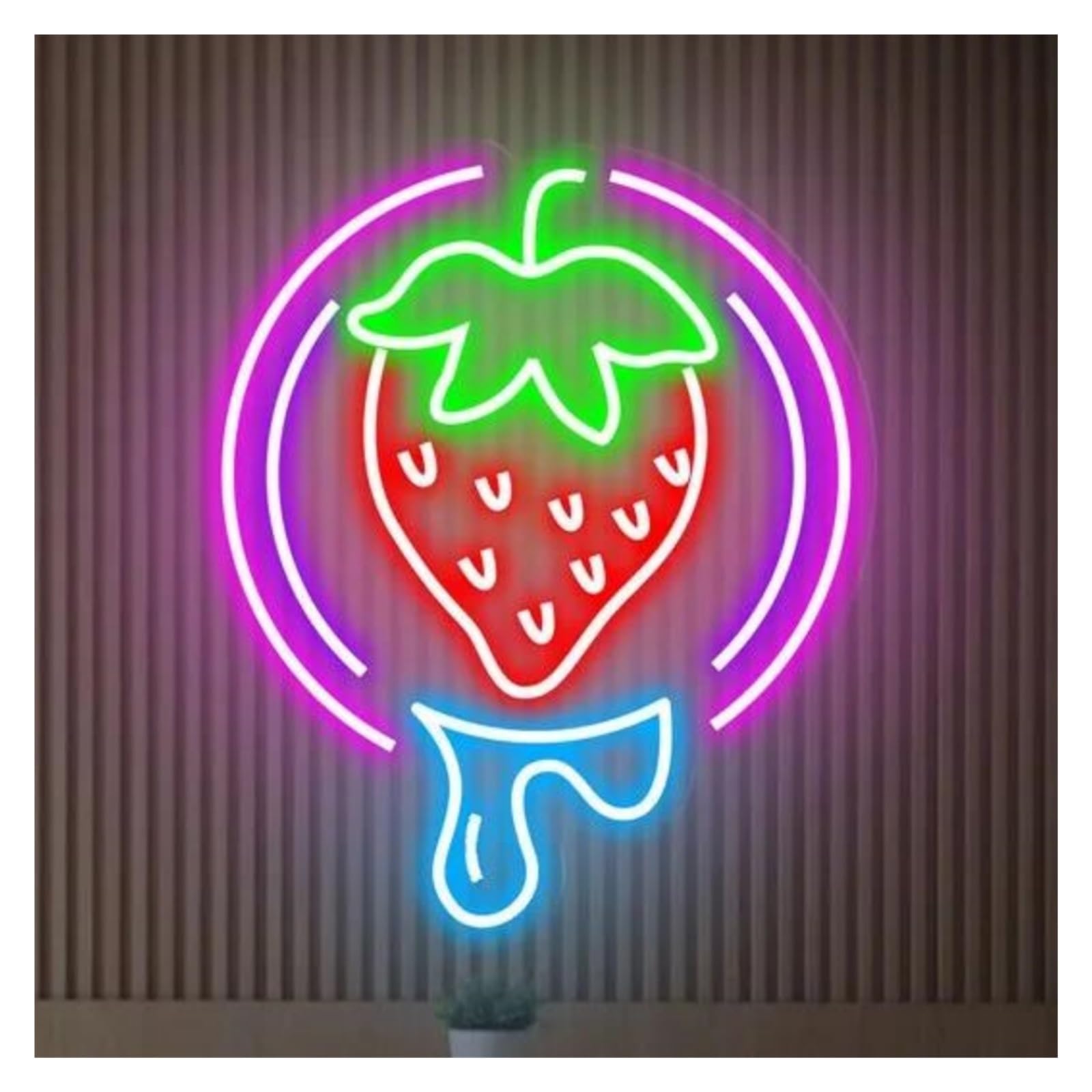 LEMST Signs Lamp Strawberry Neon Signs USB Powered Adjustable Brightness Fruit Neon Lights, Suitable for Shop Hanging Decor(A,45cmx50cm)
