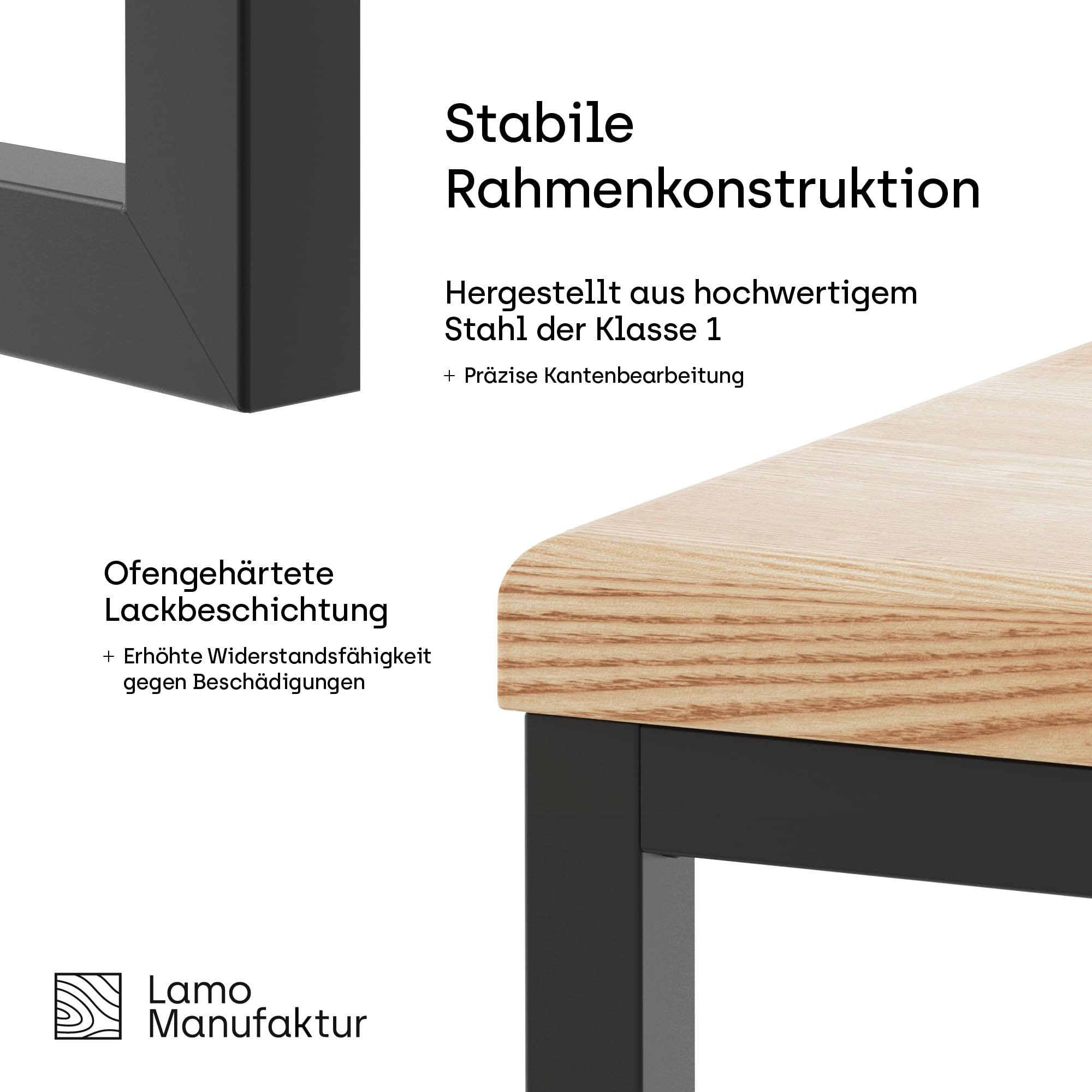 LAMO Manufaktur Pflanzenständer Set - 3 Stücke 30/50/70 cm | Blumenständer Weiss Metall | Blumenhocker Holz mit Natur Farbe | 100% Echtholz | Sockel für Zimmerpflanzen