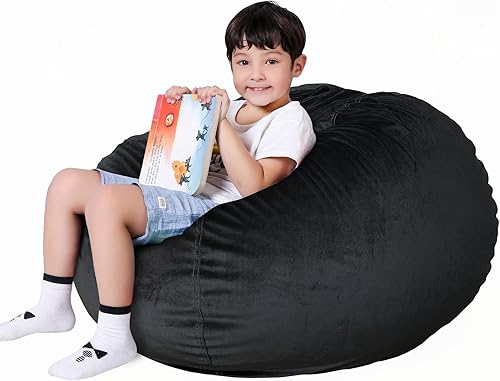 Lukeight - Bolsa en forma de puf para guardar juguetes de peluche, Canvas de algodón, Estrellas Azul Marino