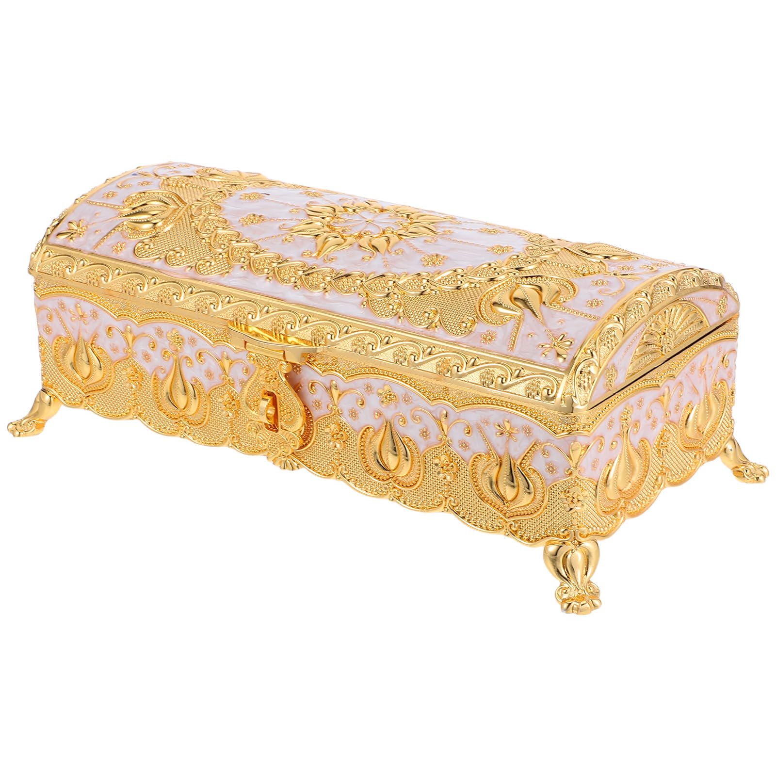 DOITOOL Schmuckkästchen Elegantes Geschenk Vintage aus Zinklegierung Rechteckige mit Flanell Innenfutter Aufbewahrungsbox zur Organisation von Ringen Ohrringen und Halsketten